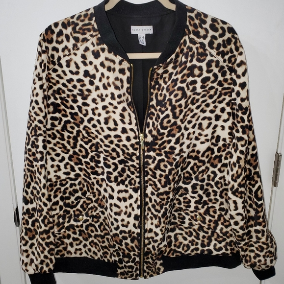 Susan Graver Jackets & Blazers - Susan Graver Animal Print Bomber Style Jacket